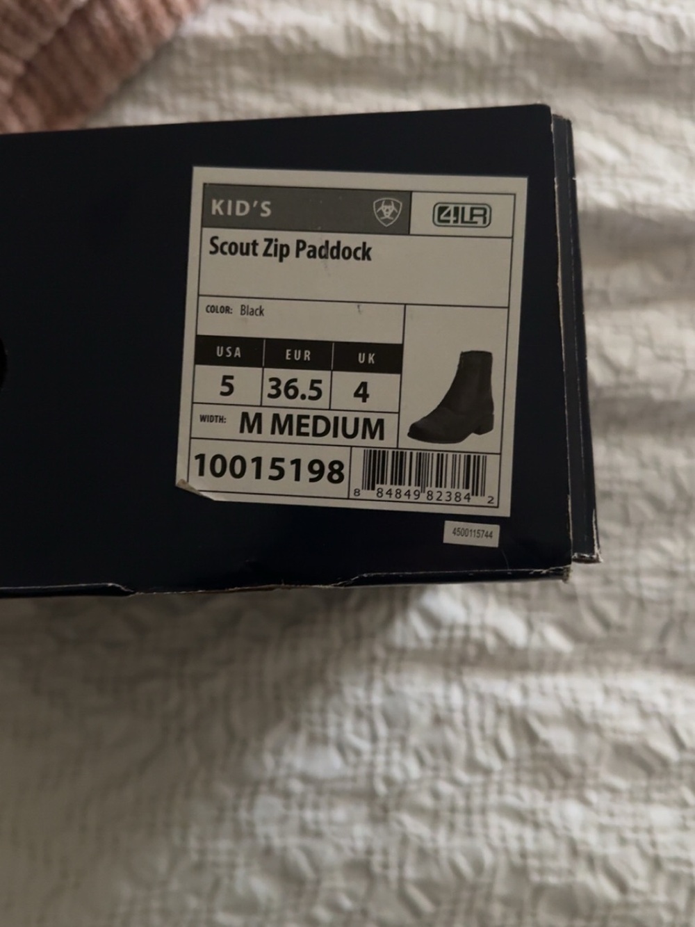Ariat Black Kids Scout Zip Paddock Boot